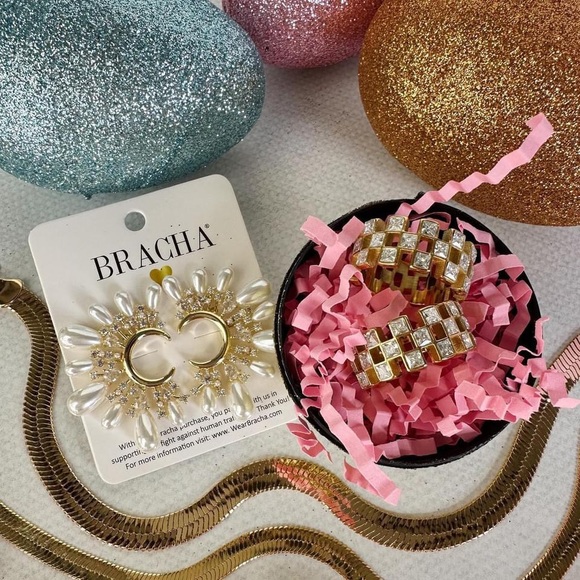 Bracha Pearl Moon Earrings - Picture 2 of 4